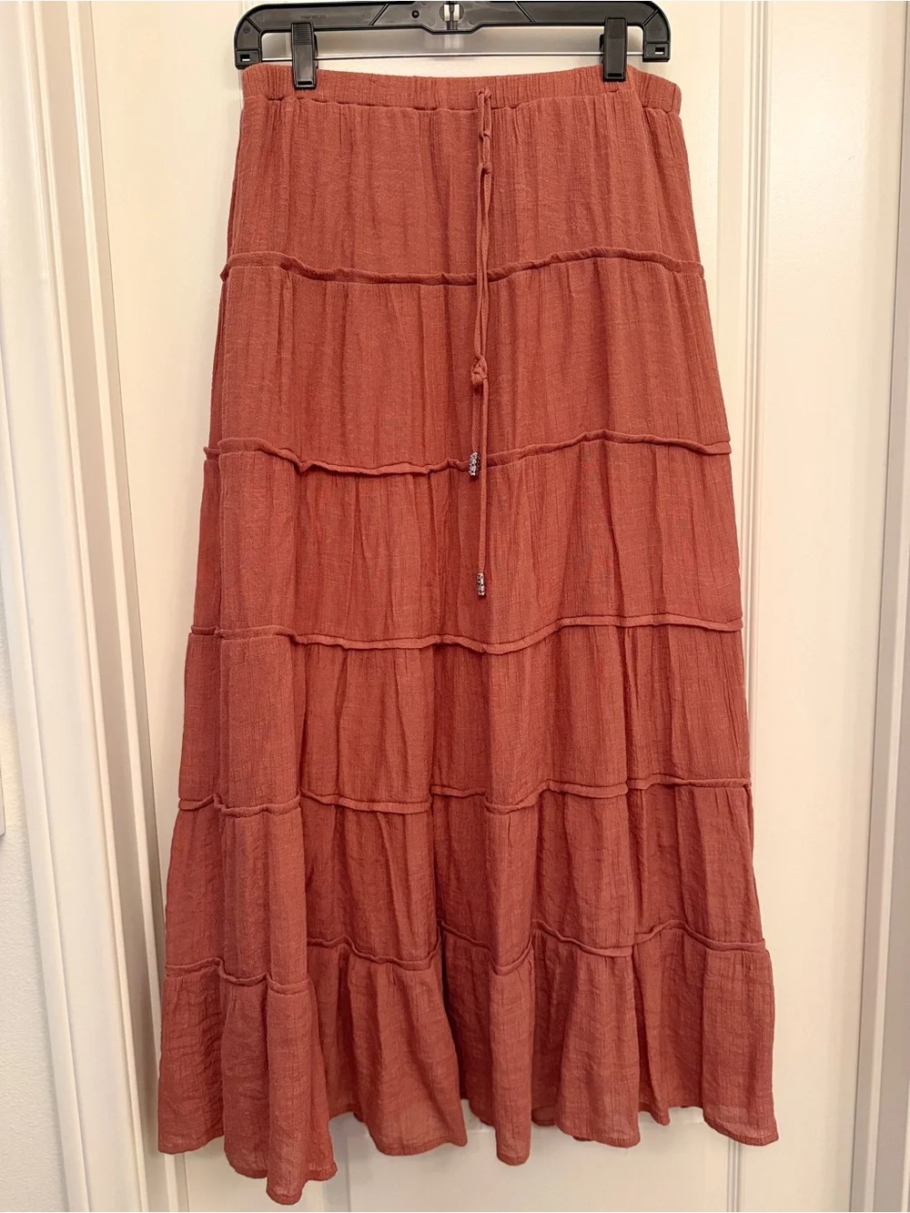 Tiered Midi Skirt in Rusty Terracotta